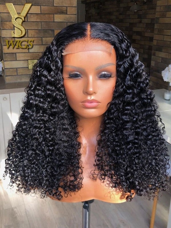 YSwigs Water Wave Brazilian Virgin Hair Swiss Lace Glueless 4x4 Lace Closure Wig WW01