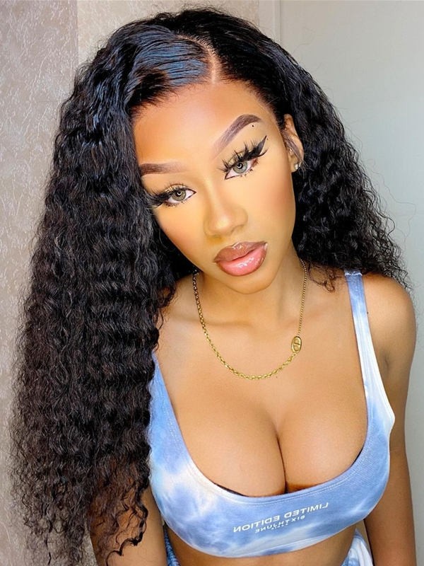 YSwigs Water Wave Brazilian Virgin Hair Swiss Lace Glueless 4x4 Lace Closure Wig WW01