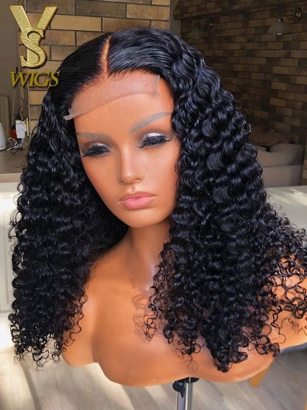 YSwigs Water Wave Brazilian Virgin Hair Swiss Lace Glueless 4x4 Lace Closure Wig WW01