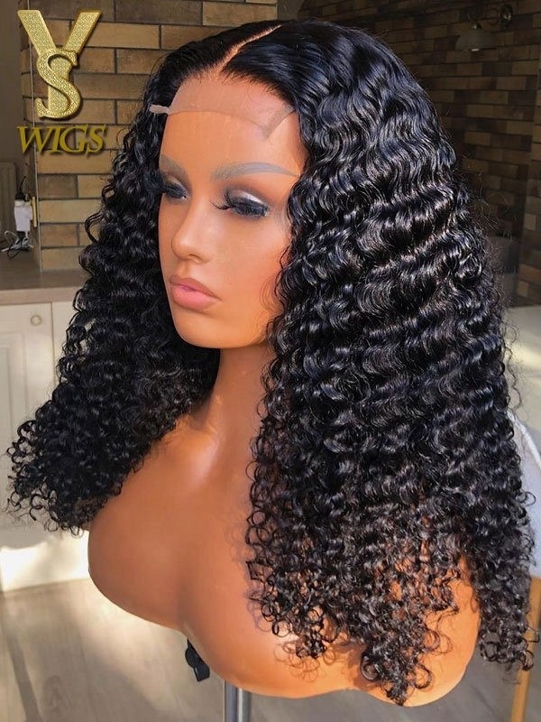 YSwigs Water Wave Brazilian Virgin Hair Swiss Lace Glueless 4x4 Lace Closure Wig WW01
