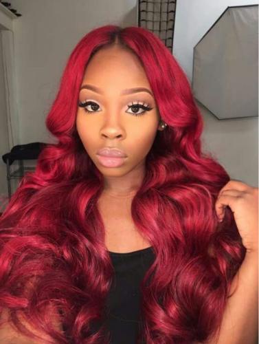 YSwigs Ombre Red 99J Virgin Undetectable Dream HD Lace Human Hair 360 ...